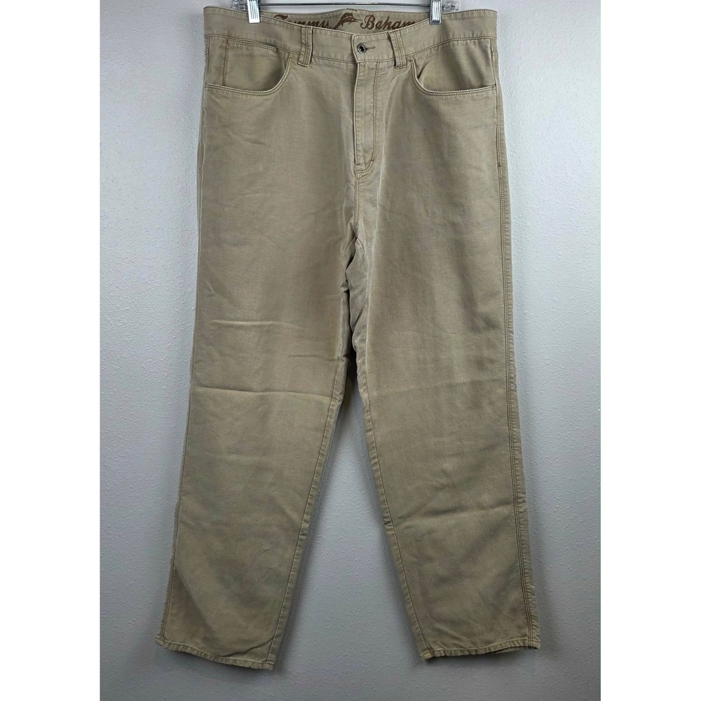 Tommy Bahama Mens Tencel Lyocell Cotton Size 38 Khaki Casual Comfort Pants